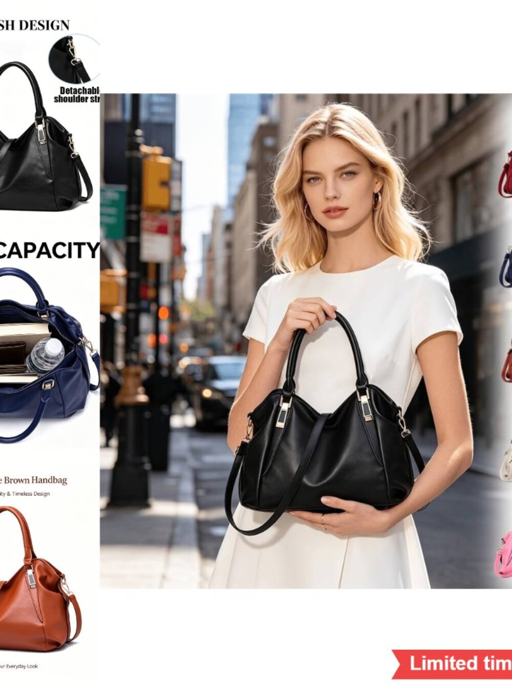 Fashionable Commuting Crossbody Bag with Multiple Compartments Detachable Strap